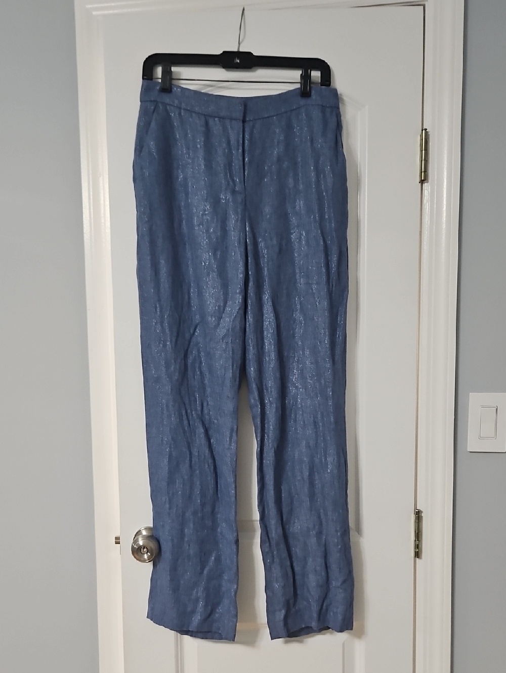Zara Blue Textured Wide-Leg Trousers